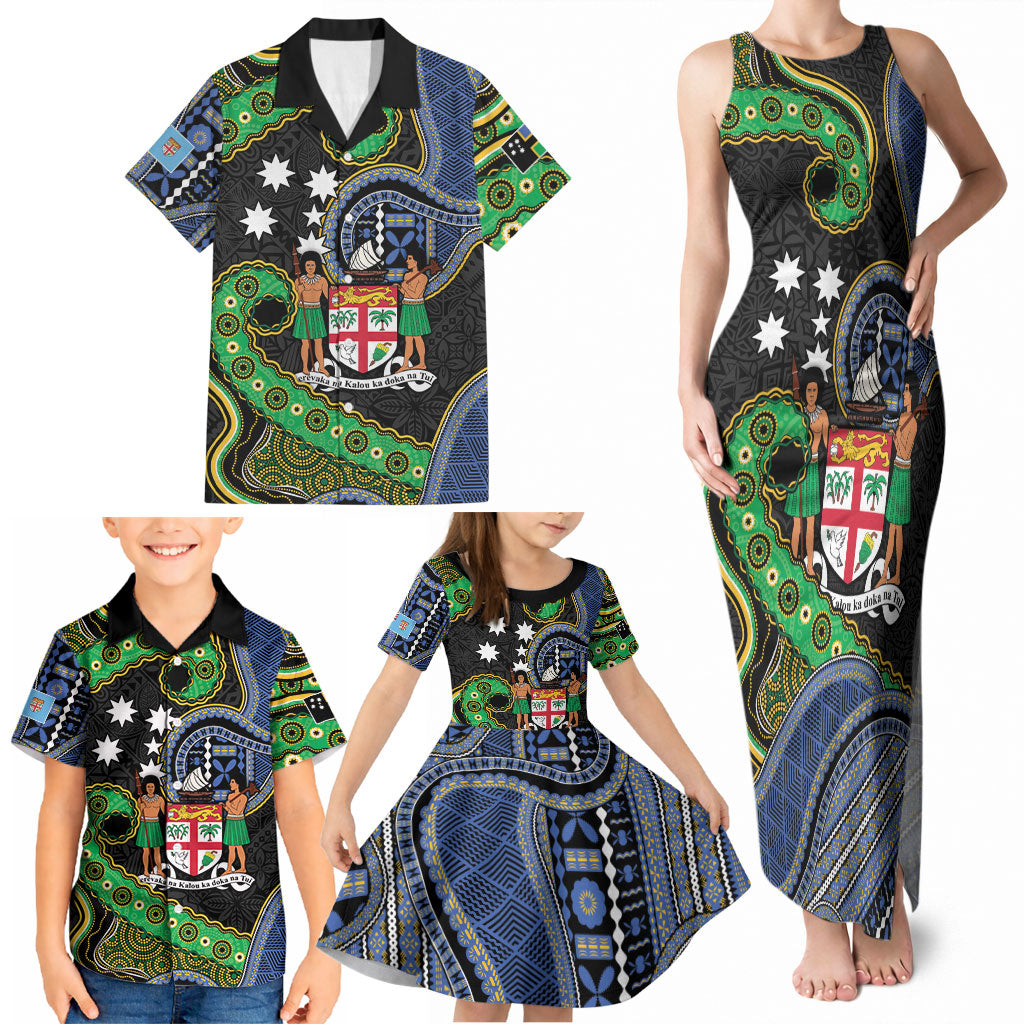 South Sea Islanders And Fiji Family Matching Tank Maxi Dress and Hawaiian Shirt Fijian Coat Of Arms And Southern Cross DT05 - Polynesian Pride