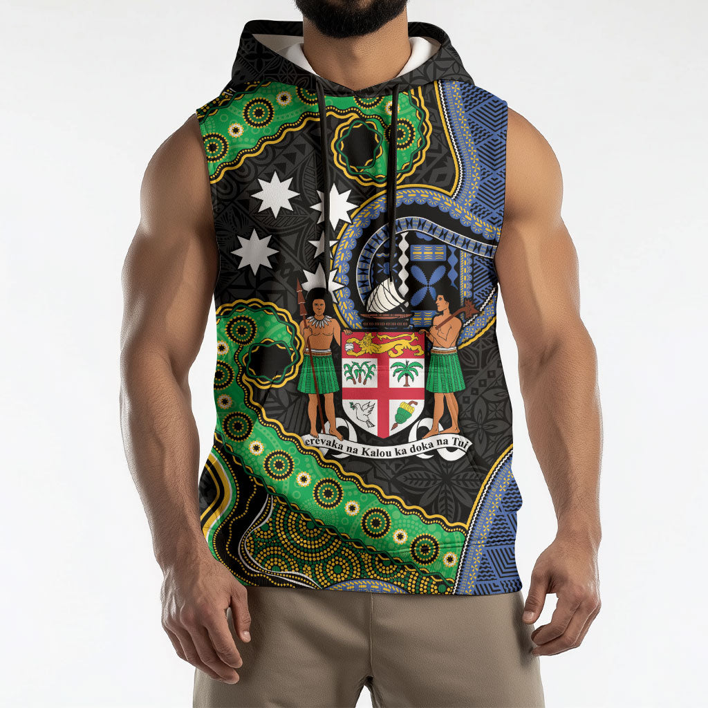 South Sea Islanders And Fiji Sleeveless Hoodie Fijian Coat Of Arms And Southern Cross DT05 - Polynesian Pride