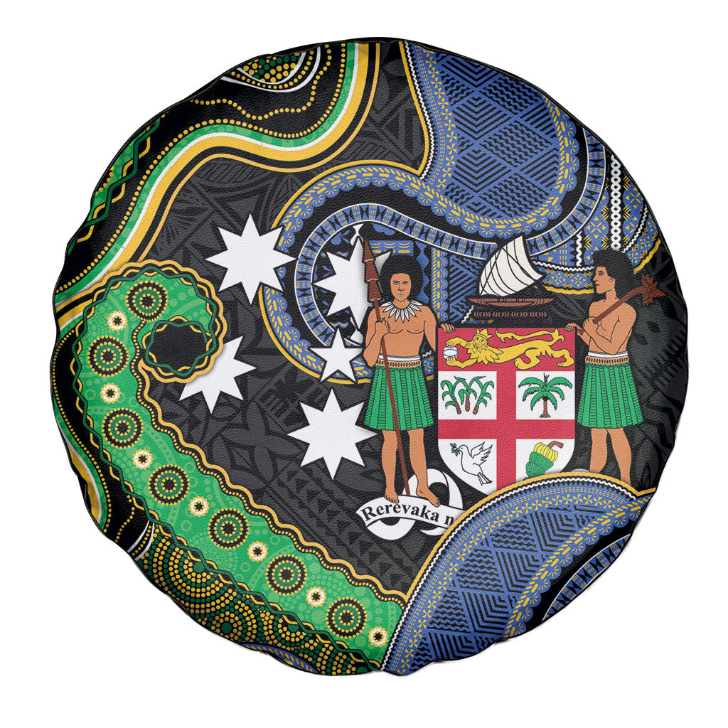 South Sea Islanders And Fiji Spare Tire Cover Fijian Coat Of Arms And Southern Cross DT05 - Polynesian Pride