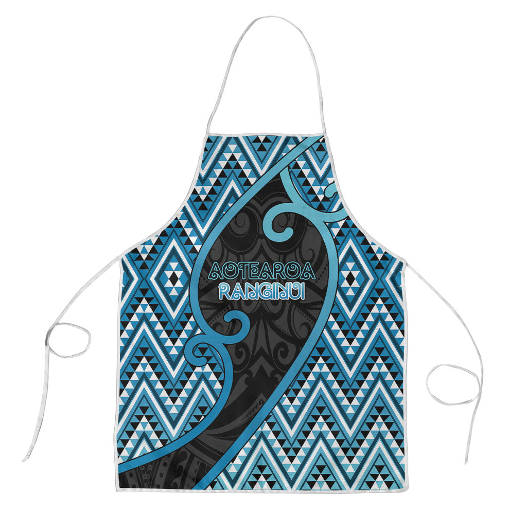 Aotearoa Atua Ranginui Apron Maori Sky Father Koru Patterns DT05 Blue - Polynesian Pride