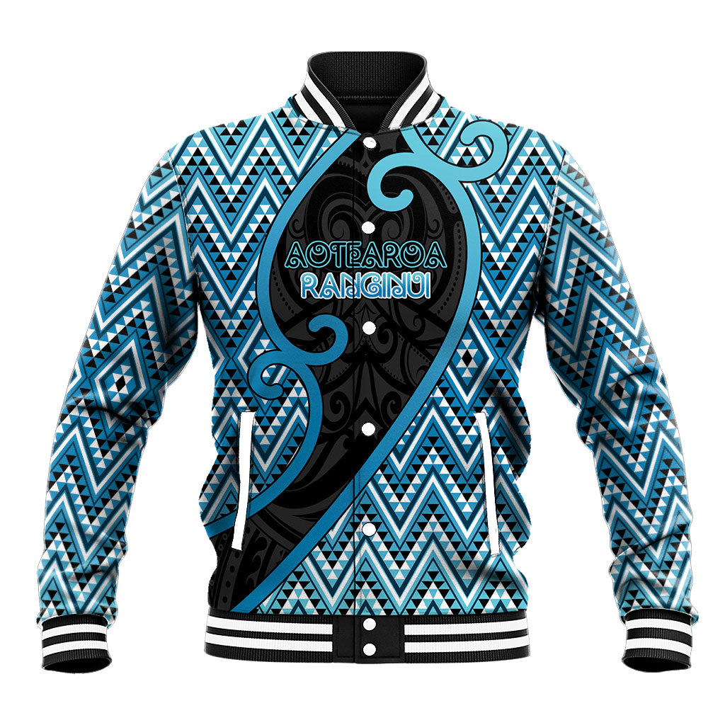 Custom Aotearoa Atua Ranginui Baseball Jacket Maori Sky Father Koru Patterns DT05 Unisex Blue - Polynesian Pride