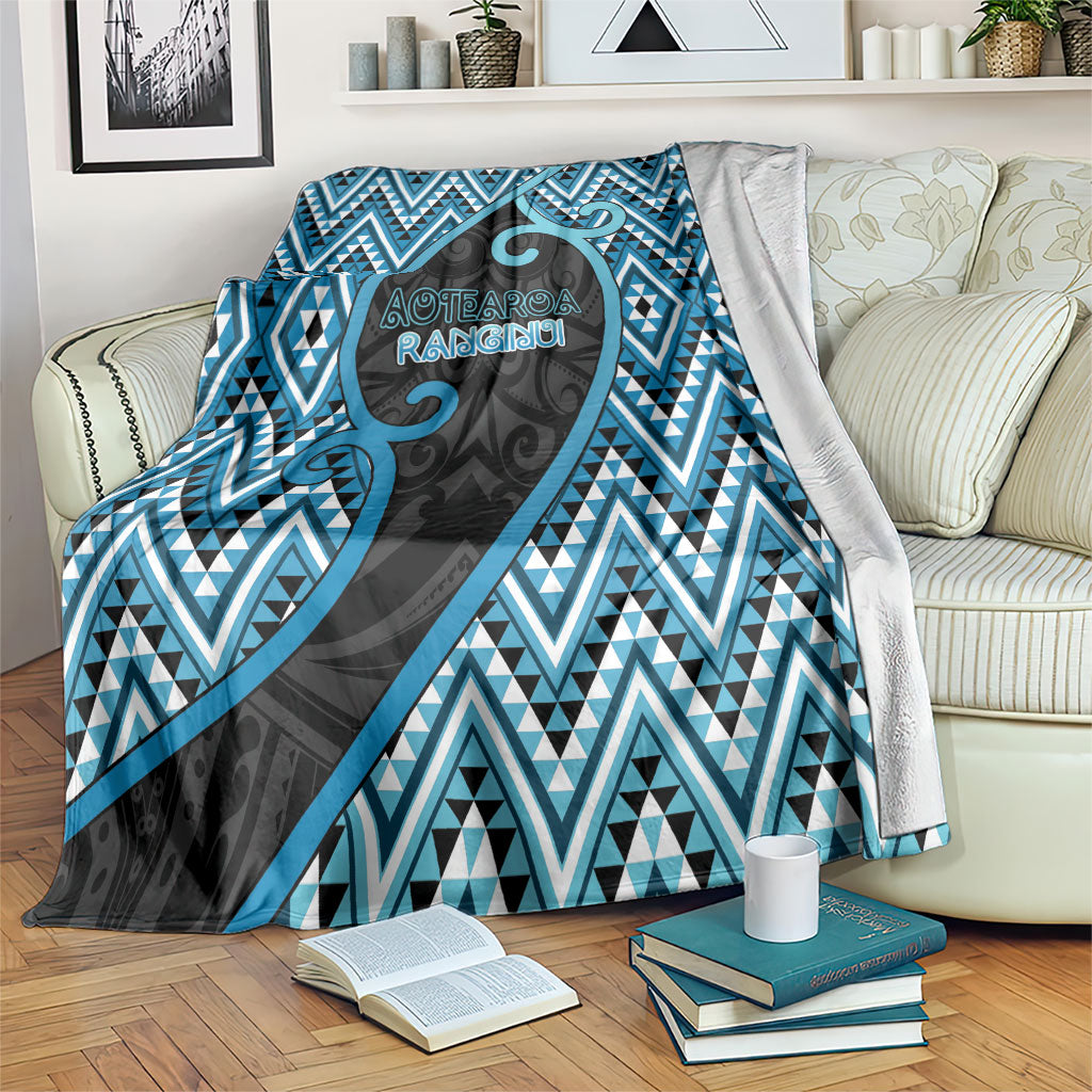 Aotearoa Atua Ranginui Blanket Maori Sky Father Koru Patterns DT05 Blue - Polynesian Pride
