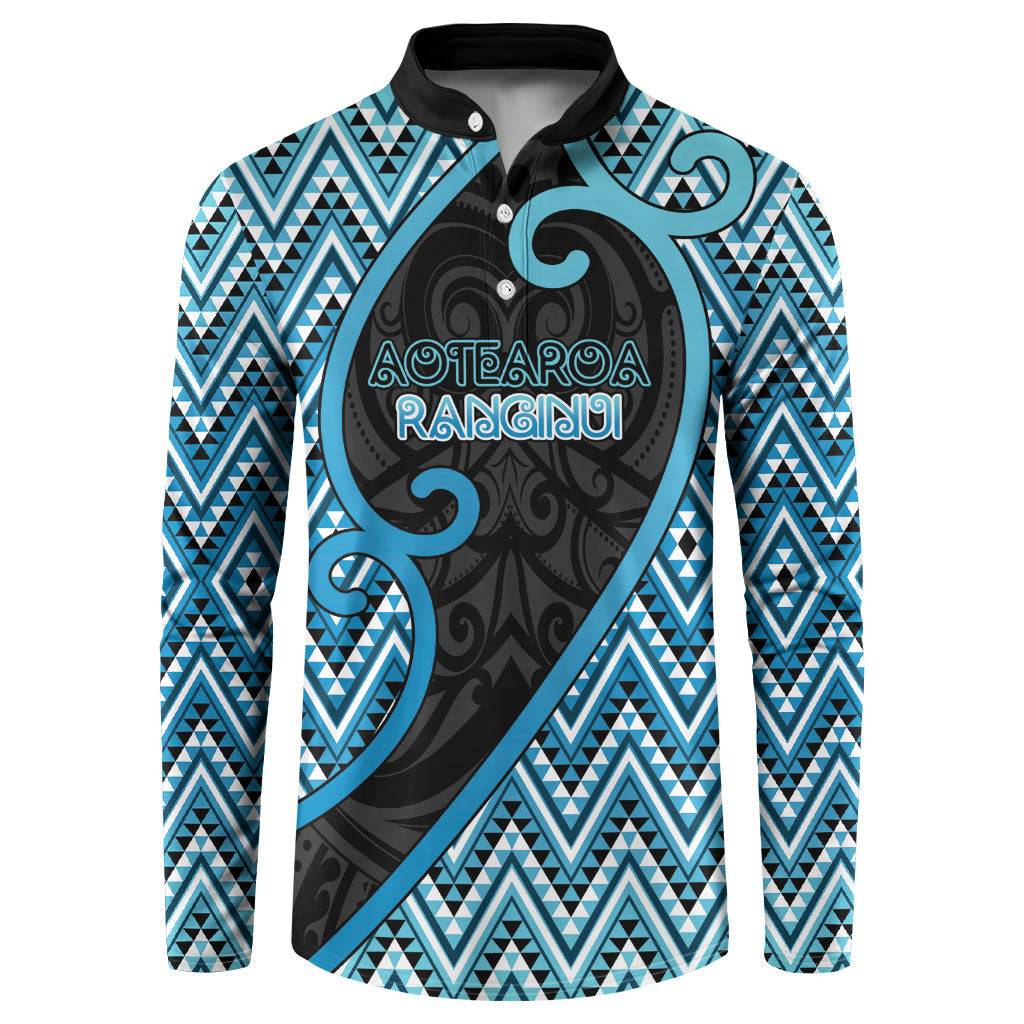 Custom Aotearoa Atua Ranginui Button Sweatshirt Maori Sky Father Koru Patterns