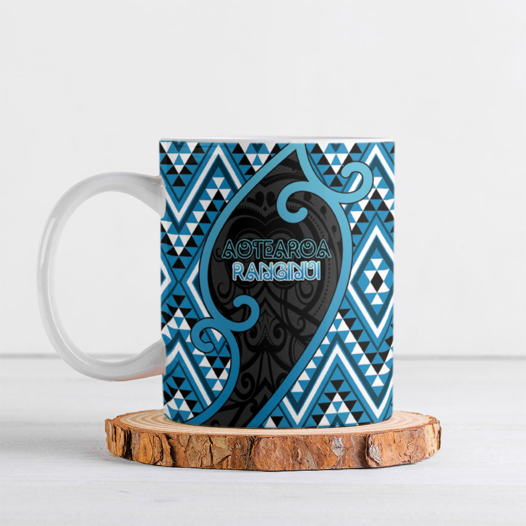 Custom Aotearoa Atua Ranginui Ceramic Mug Maori Sky Father Koru Patterns DT05 Blue - Polynesian Pride