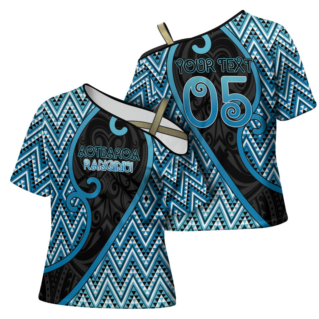 Custom Aotearoa Atua Ranginui Cross Shoulder Shirt Maori Sky Father Koru Patterns
