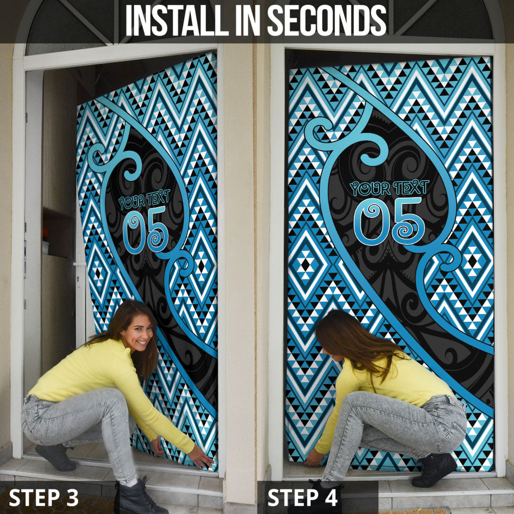 Custom Aotearoa Atua Ranginui Door Cover Maori Sky Father Koru Patterns