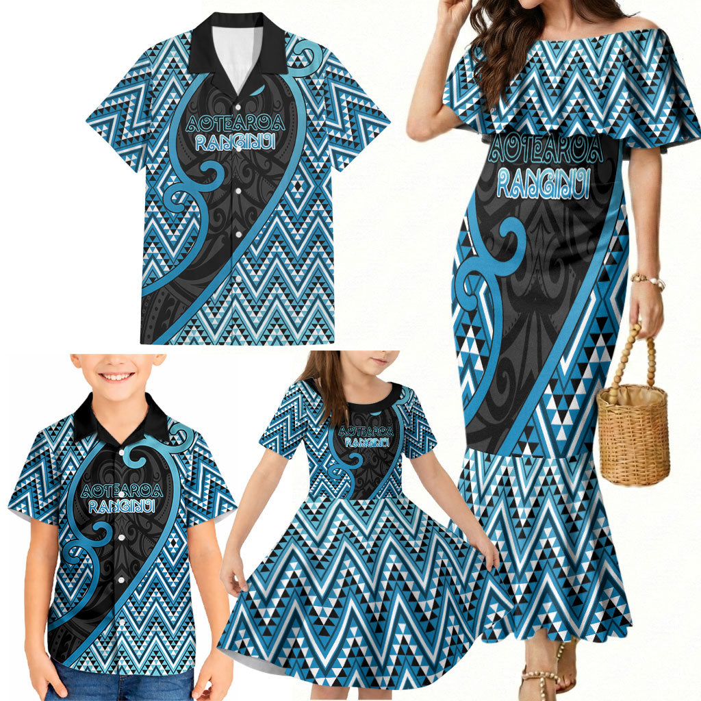 Custom Aotearoa Atua Ranginui Family Matching Mermaid Dress and Hawaiian Shirt Maori Sky Father Koru Patterns DT05 - Polynesian Pride
