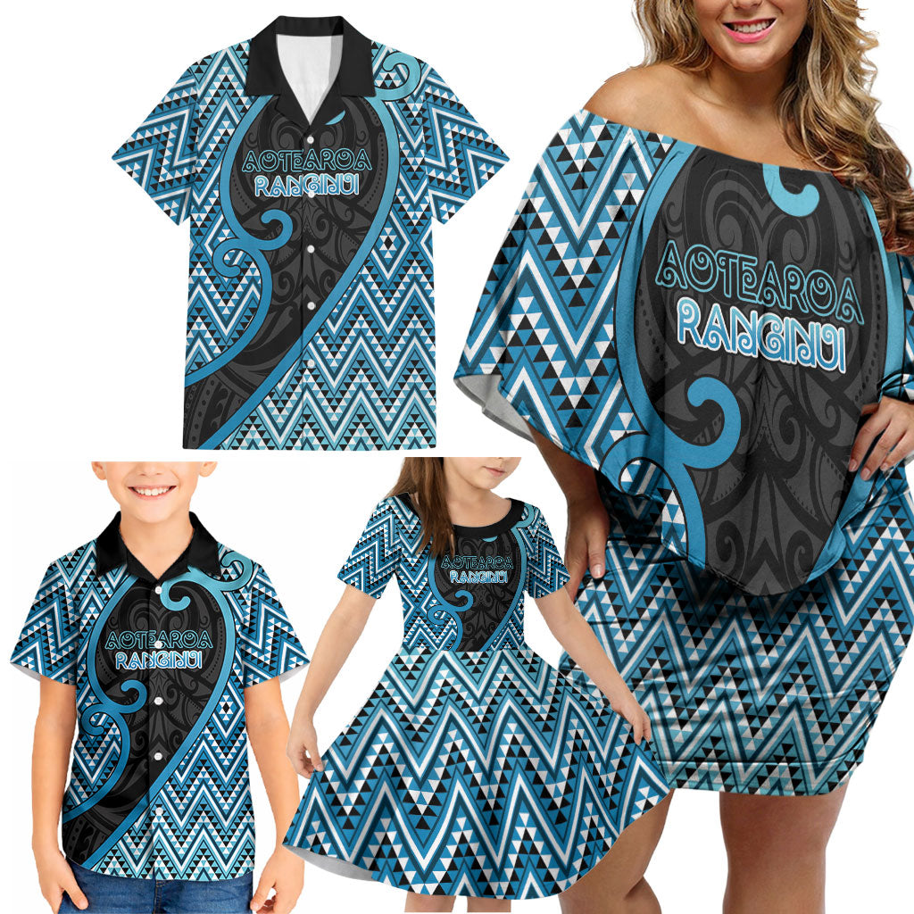 Custom Aotearoa Atua Ranginui Family Matching Off Shoulder Short Dress and Hawaiian Shirt Maori Sky Father Koru Patterns DT05 - Polynesian Pride