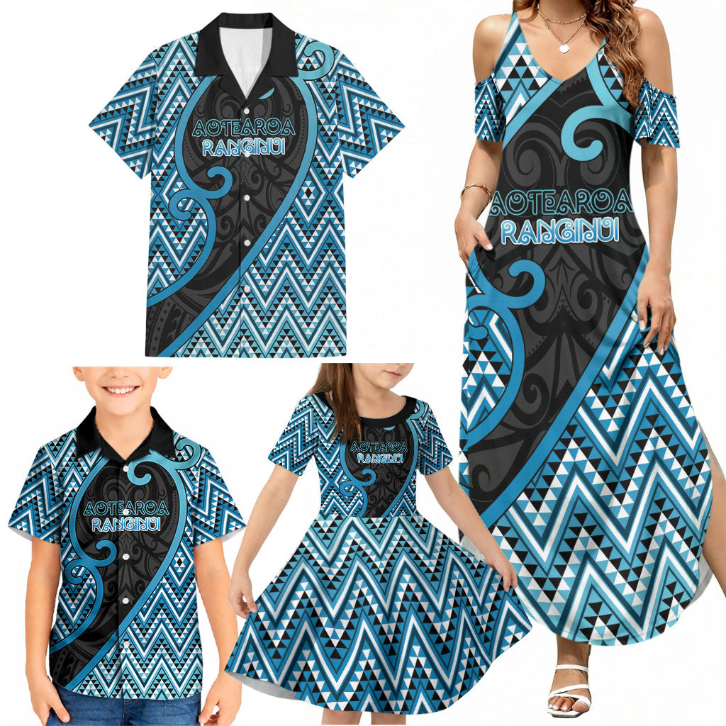 Custom Aotearoa Atua Ranginui Family Matching Summer Maxi Dress and Hawaiian Shirt Maori Sky Father Koru Patterns DT05 - Polynesian Pride