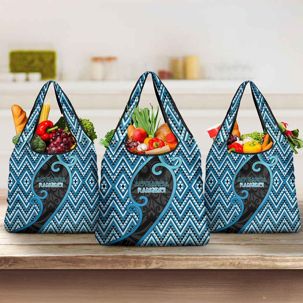 Aotearoa Atua Ranginui Grocery Bag Maori Sky Father Koru Patterns