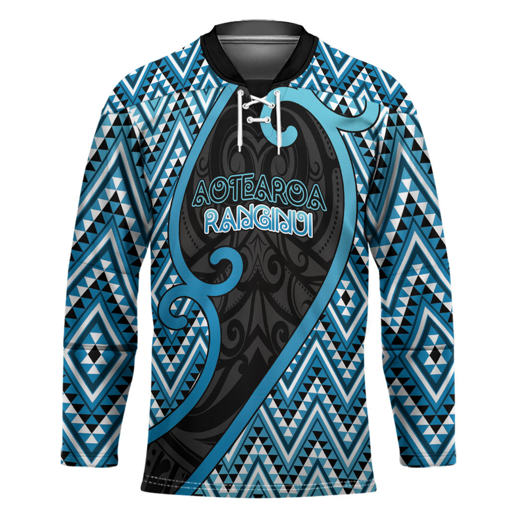 Custom Aotearoa Atua Ranginui Hockey Jersey Maori Sky Father Koru Patterns DT05 Unisex Blue - Polynesian Pride
