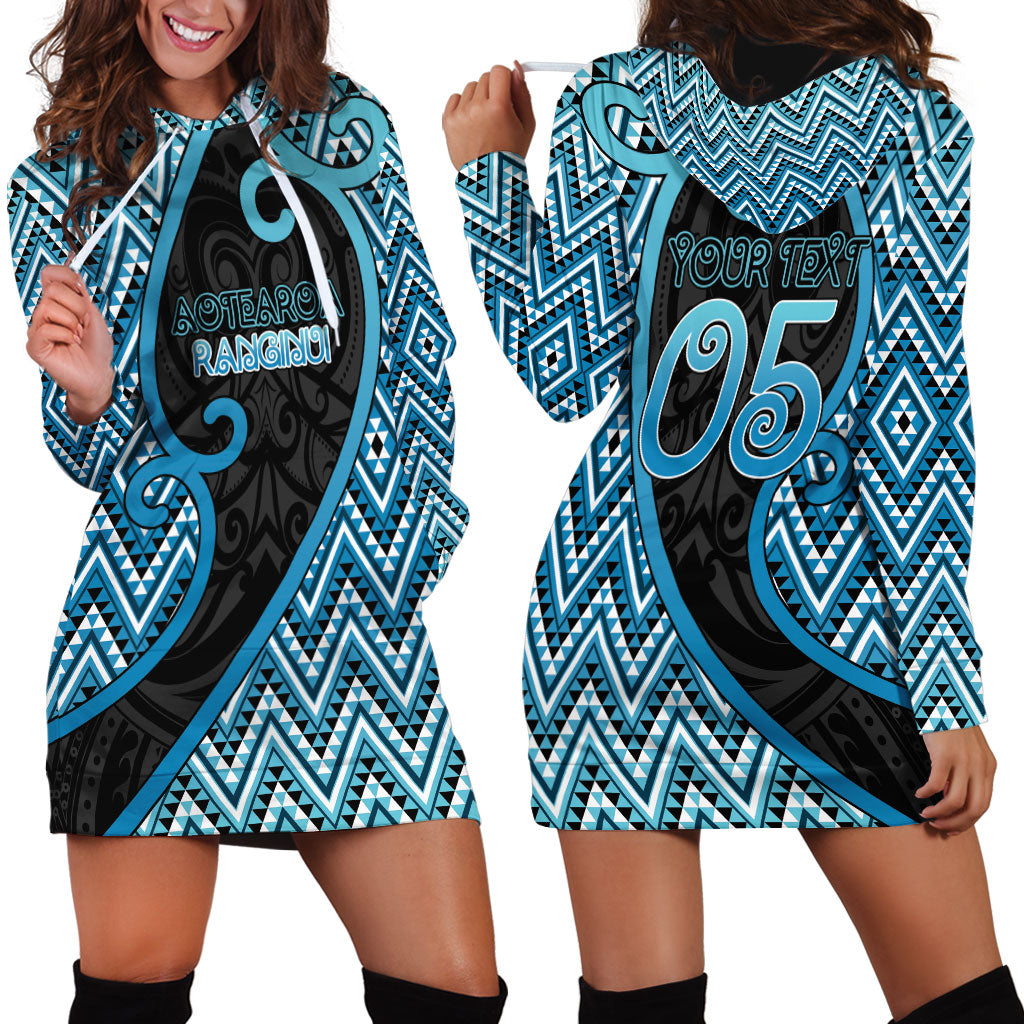 Custom Aotearoa Atua Ranginui Hoodie Dress Maori Sky Father Koru Patterns