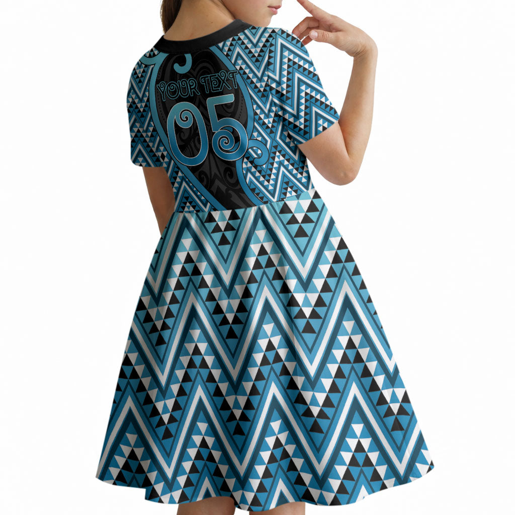 Custom Aotearoa Atua Ranginui Kid Short Sleeve Dress Maori Sky Father Koru Patterns