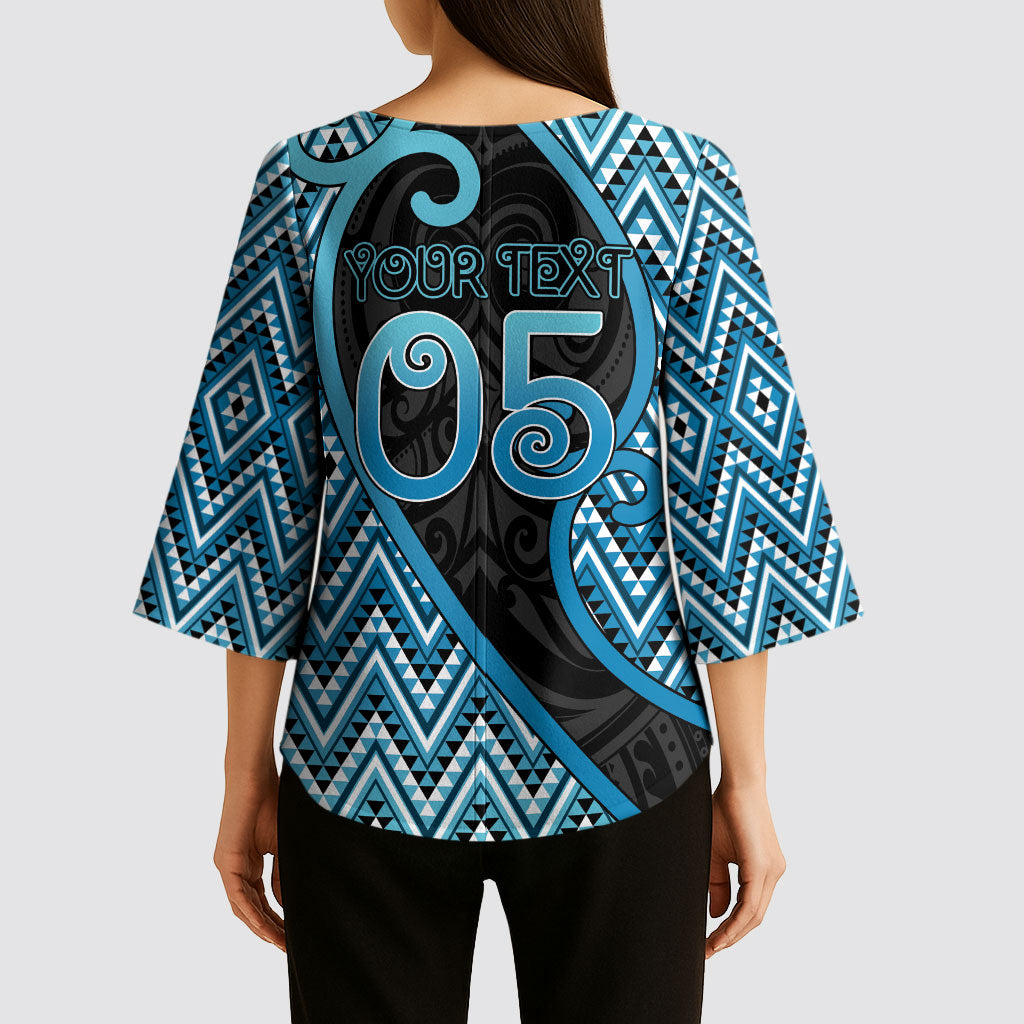 Custom Aotearoa Atua Ranginui Kimono Sleeve Blouse Maori Sky Father Koru Patterns