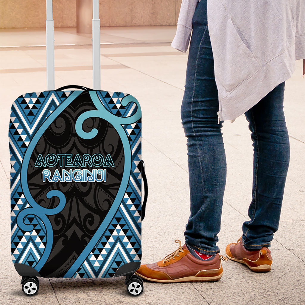 Aotearoa Atua Ranginui Luggage Cover Maori Sky Father Koru Patterns DT05 Blue - Polynesian Pride