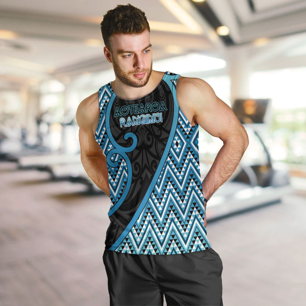 Custom Aotearoa Atua Ranginui Men Tank Top Maori Sky Father Koru Patterns DT05 Blue - Polynesian Pride