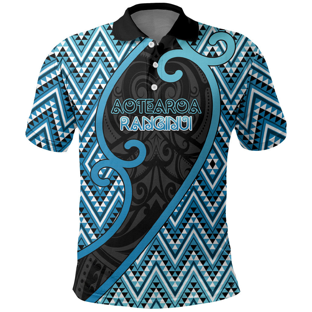 Custom Aotearoa Atua Ranginui Polo Shirt Maori Sky Father Koru Patterns DT05 Blue - Polynesian Pride