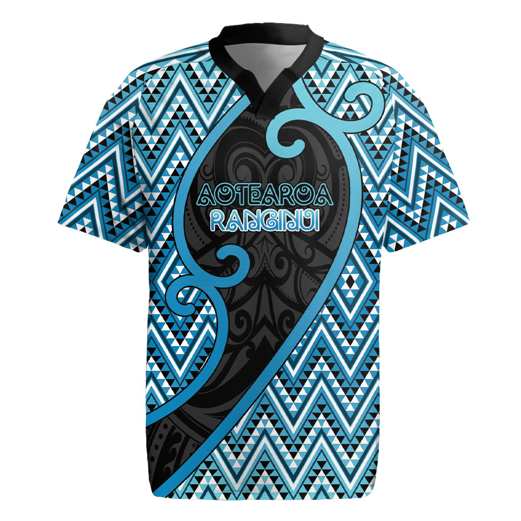 Custom Aotearoa Atua Ranginui Rugby Jersey Maori Sky Father Koru Patterns DT05 Blue - Polynesian Pride