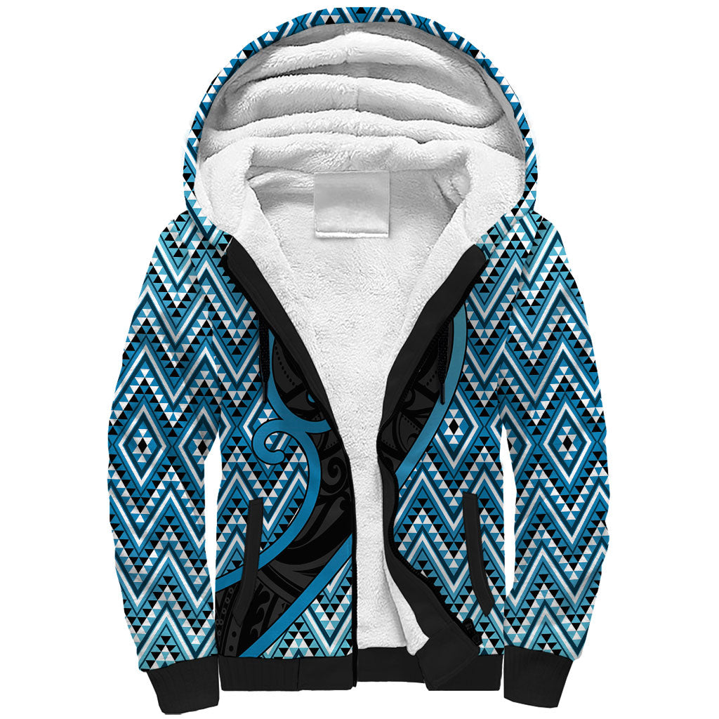 Custom Aotearoa Atua Ranginui Sherpa Hoodie Maori Sky Father Koru Patterns DT05 Unisex Blue - Polynesian Pride