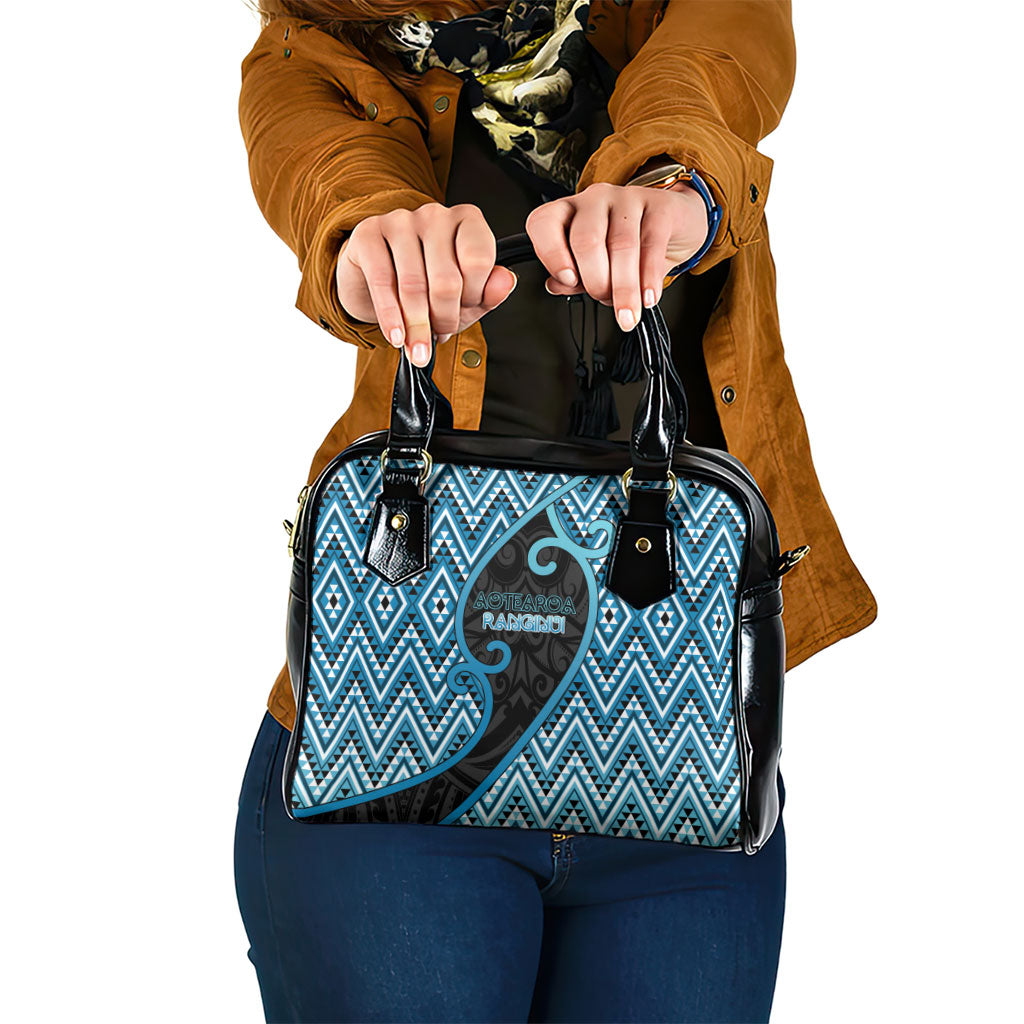 Aotearoa Atua Ranginui Shoulder Handbag Maori Sky Father Koru Patterns DT05 One Size Blue - Polynesian Pride
