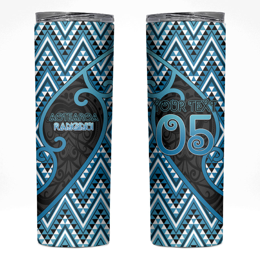 Custom Aotearoa Atua Ranginui Skinny Tumbler Maori Sky Father Koru Patterns DT05 Blue - Polynesian Pride