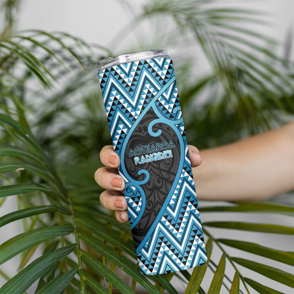 Custom Aotearoa Atua Ranginui Skinny Tumbler Maori Sky Father Koru Patterns