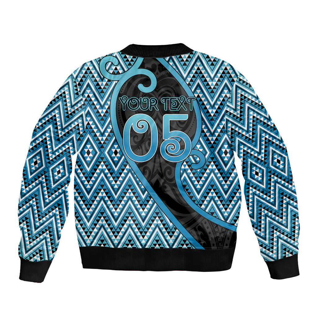 Custom Aotearoa Atua Ranginui Sleeve Zip Bomber Jacket Maori Sky Father Koru Patterns