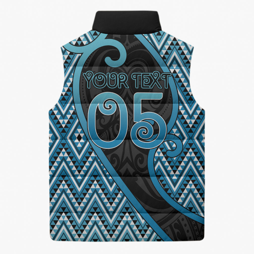 Custom Aotearoa Atua Ranginui Sleeveless Puffer Jacket Maori Sky Father Koru Patterns