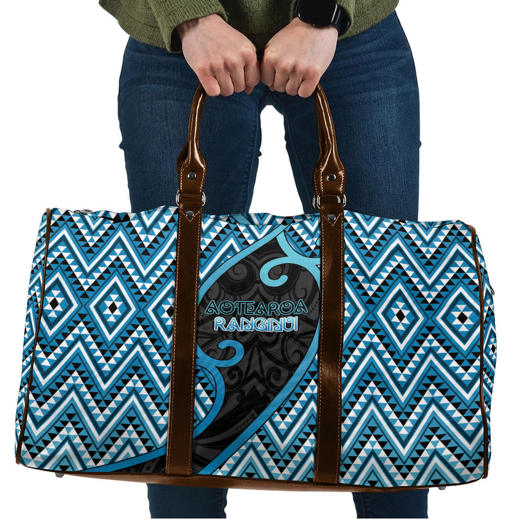 Aotearoa Atua Ranginui Travel Bag Maori Sky Father Koru Patterns DT05 Blue - Polynesian Pride