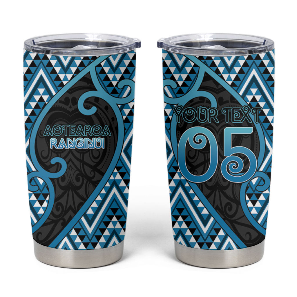 Custom Aotearoa Atua Ranginui Tumbler Cup Maori Sky Father Koru Patterns DT05 Blue - Polynesian Pride