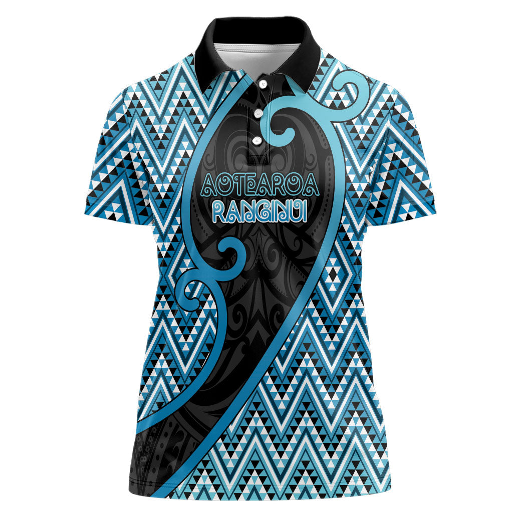 Custom Aotearoa Atua Ranginui Women Polo Shirt Maori Sky Father Koru Patterns DT05 Female Blue - Polynesian Pride