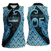 Custom Aotearoa Atua Ranginui Women Sleeveless Polo Shirt Maori Sky Father Koru Patterns
