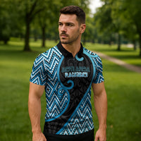 Custom Aotearoa Atua Ranginui Zipper Polo Shirt Maori Sky Father Koru Patterns