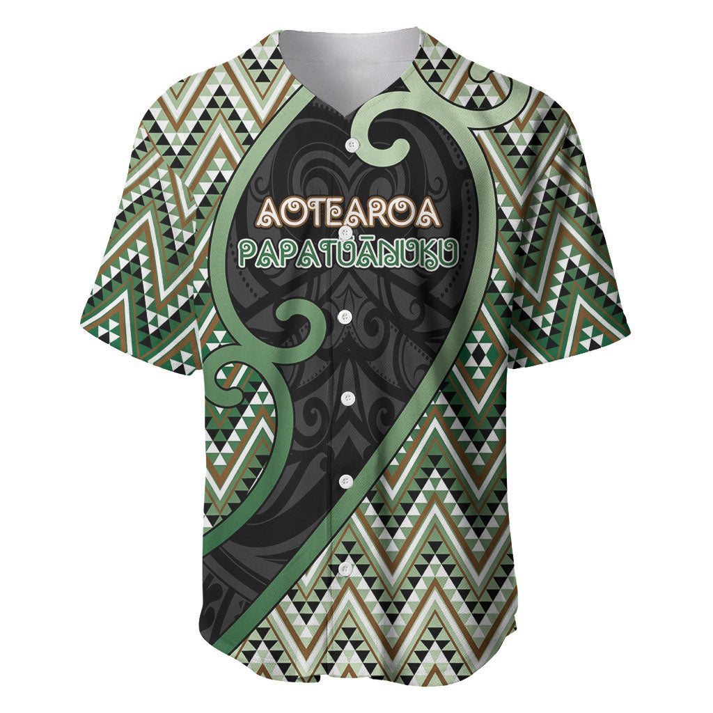 Custom Aotearoa Atua Papatuanuku Baseball Jersey Earth Mother Father Koru Patterns DT05 Green - Polynesian Pride