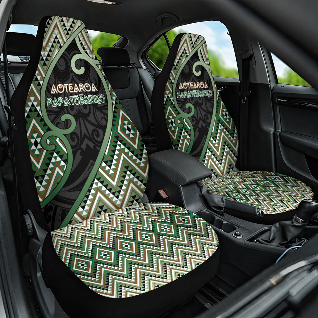 Aotearoa Atua Papatuanuku Car Seat Cover Earth Mother Father Koru Patterns DT05 One Size Green - Polynesian Pride