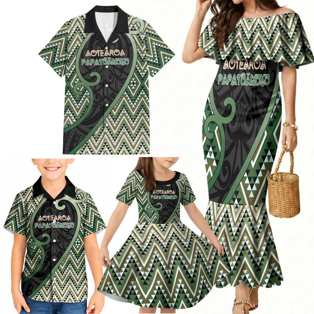 Custom Aotearoa Atua Papatuanuku Family Matching Mermaid Dress and Hawaiian Shirt Earth Mother Father Koru Patterns DT05 - Polynesian Pride