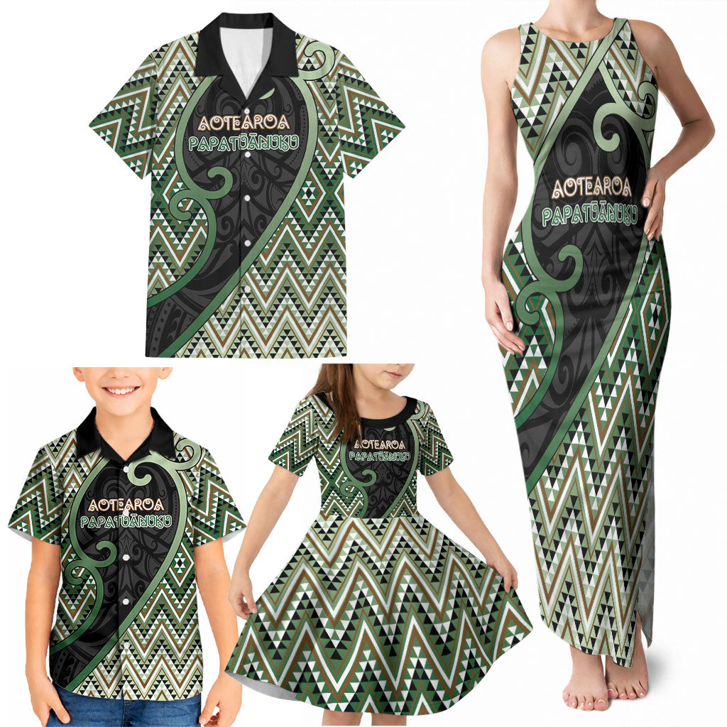 Custom Aotearoa Atua Papatuanuku Family Matching Tank Maxi Dress and Hawaiian Shirt Earth Mother Father Koru Patterns DT05 - Polynesian Pride