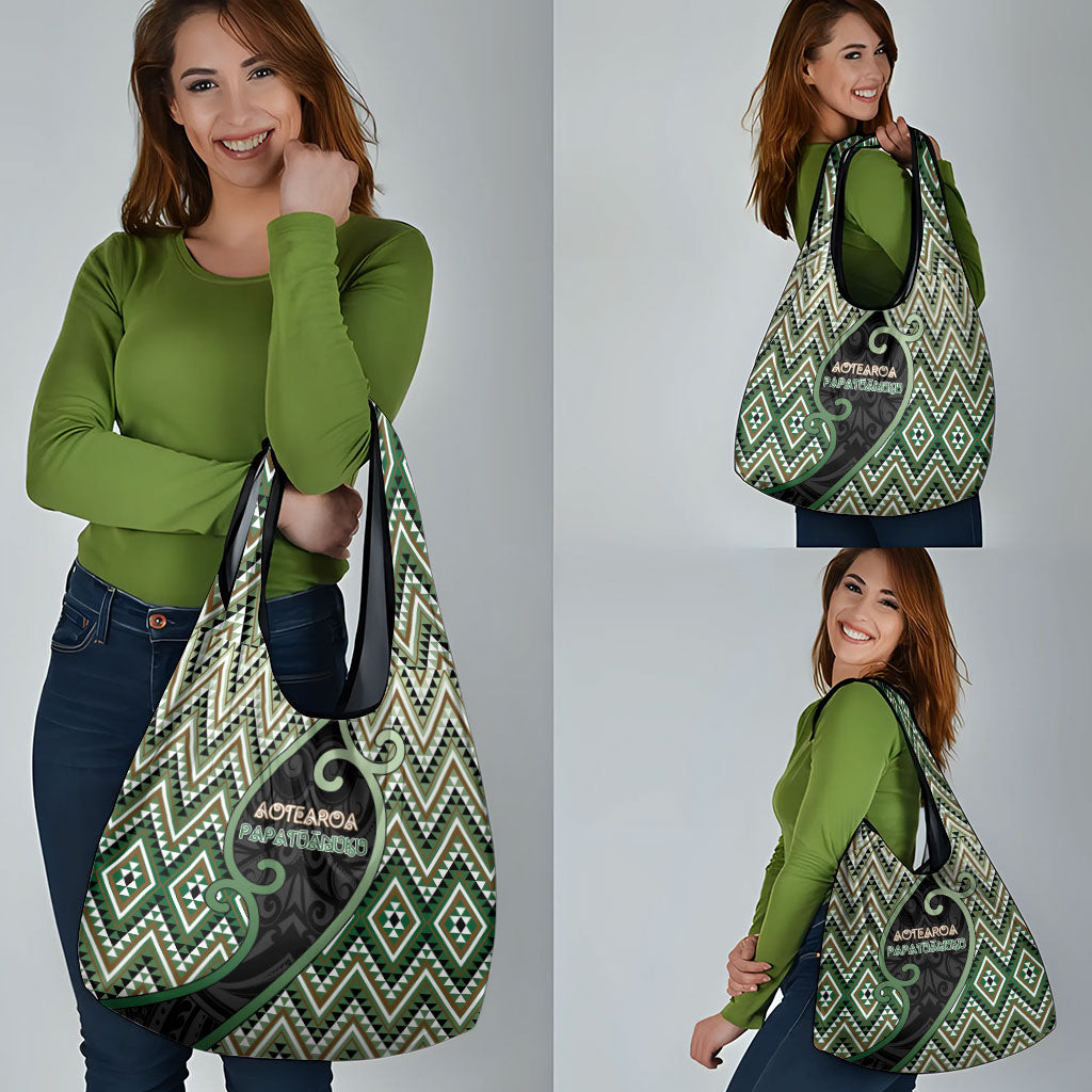 Aotearoa Atua Papatuanuku Grocery Bag Earth Mother Father Koru Patterns