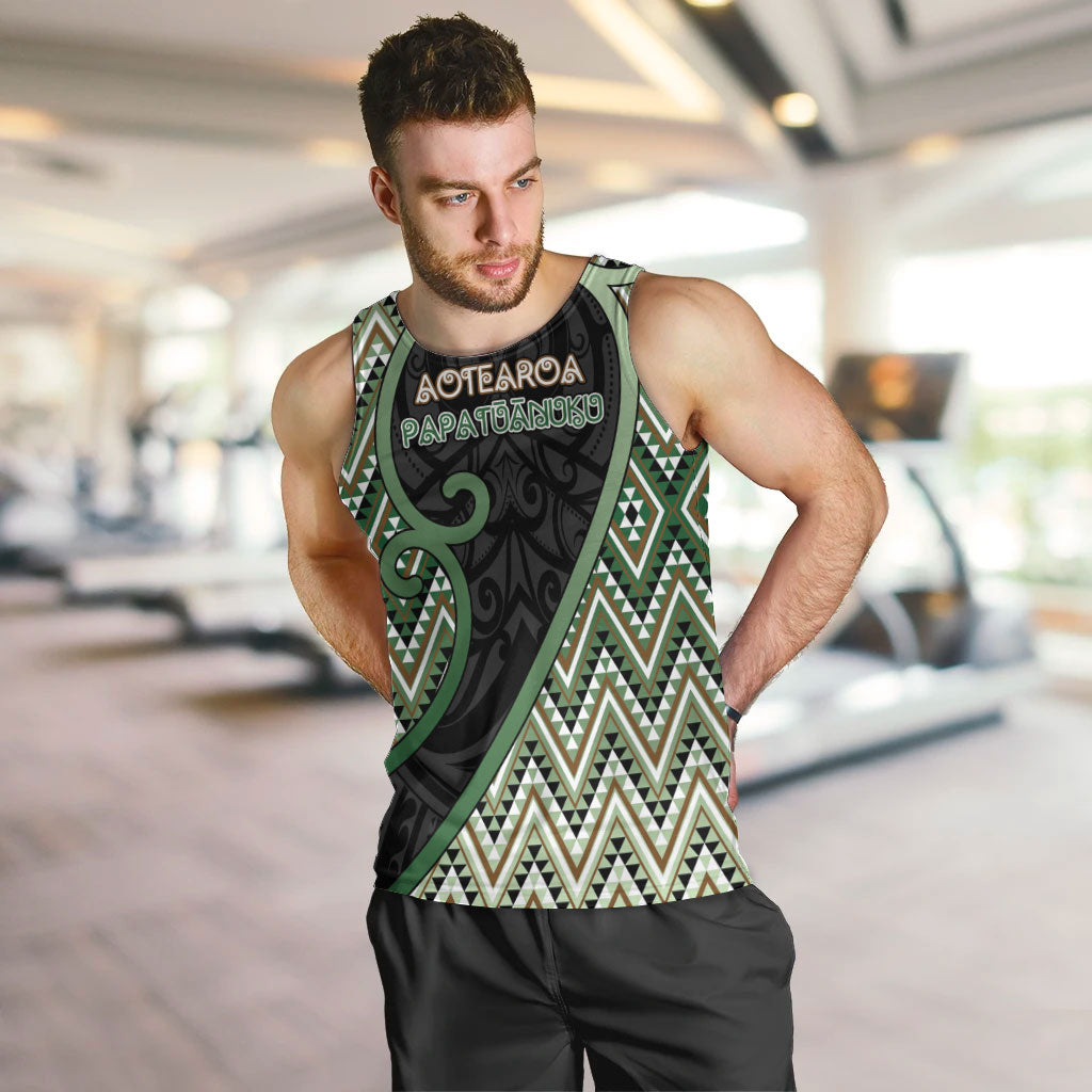 Custom Aotearoa Atua Papatuanuku Men Tank Top Earth Mother Father Koru Patterns DT05 Green - Polynesian Pride