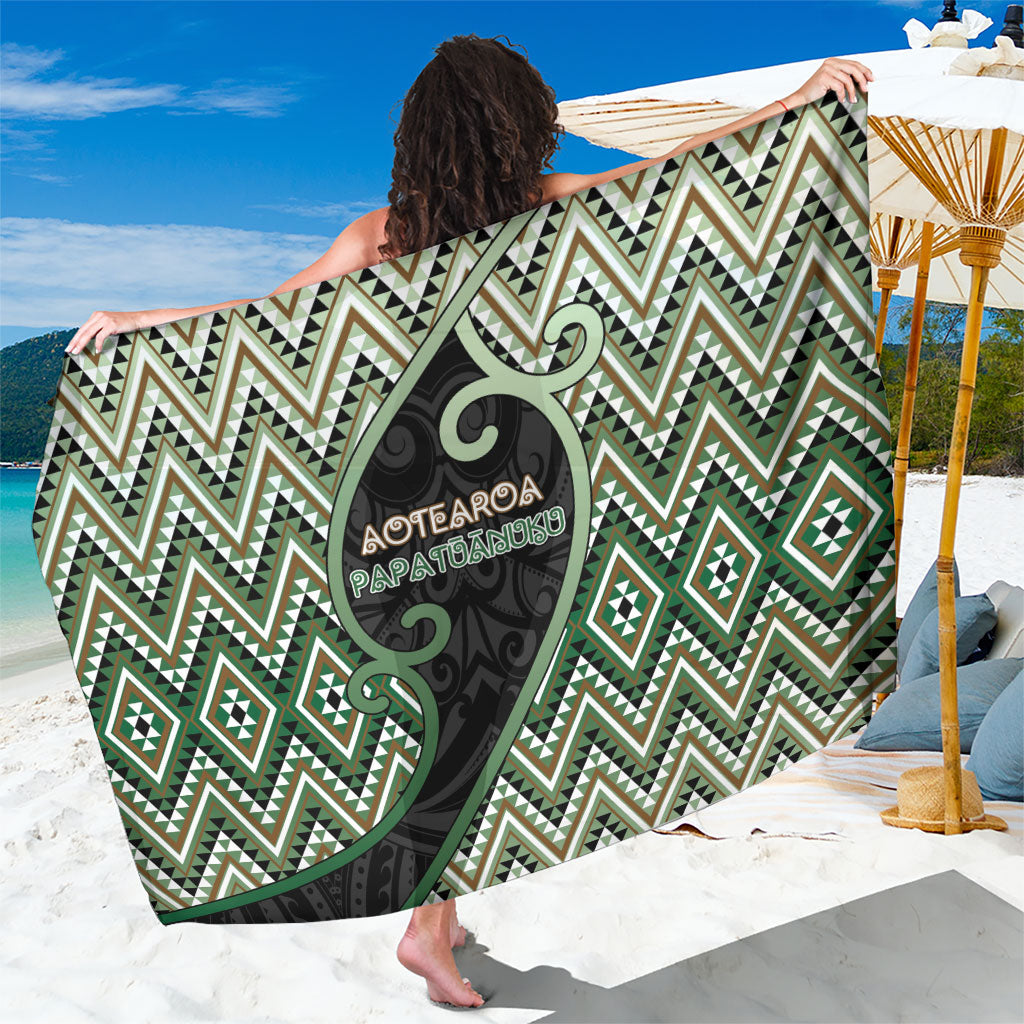 Aotearoa Atua Papatuanuku Sarong Earth Mother Father Koru Patterns DT05 One Size 44 x 66 inches Green - Polynesian Pride
