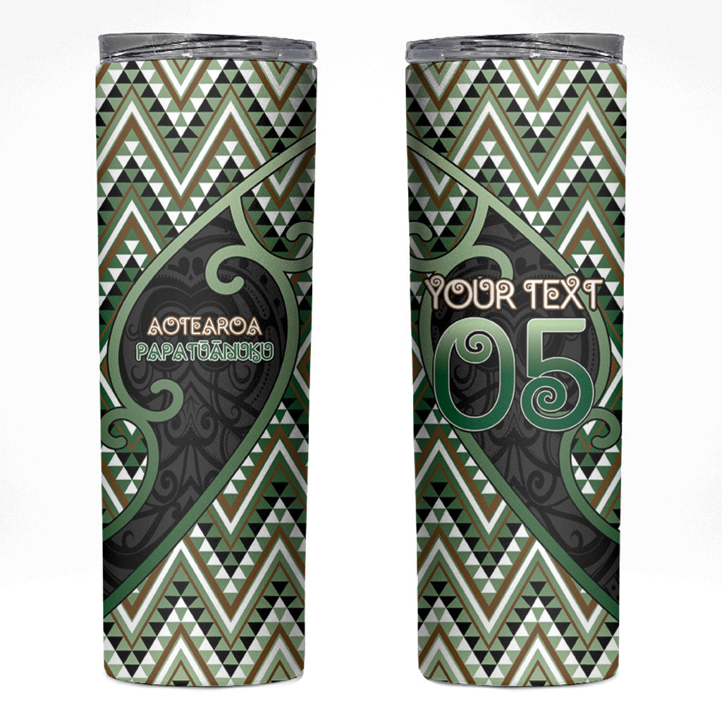 Custom Aotearoa Atua Papatuanuku Skinny Tumbler Earth Mother Father Koru Patterns DT05 Green - Polynesian Pride