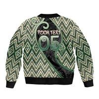 Custom Aotearoa Atua Papatuanuku Sleeve Zip Bomber Jacket Earth Mother Father Koru Patterns