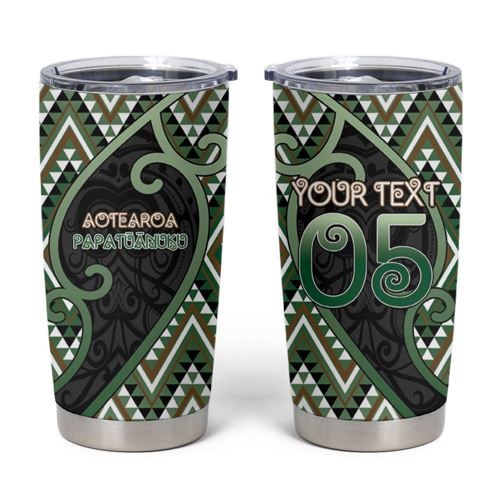 Custom Aotearoa Atua Papatuanuku Tumbler Cup Earth Mother Father Koru Patterns DT05 Green - Polynesian Pride