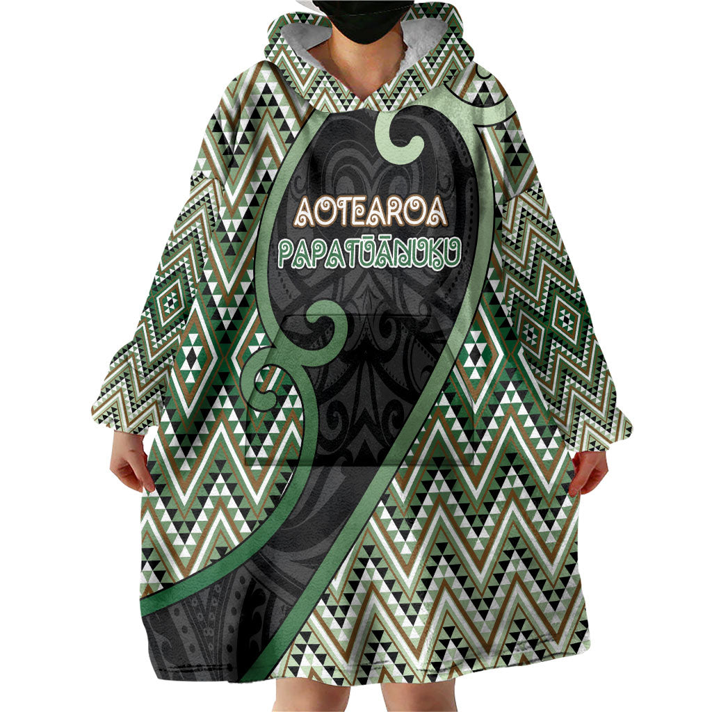 Custom Aotearoa Atua Papatuanuku Wearable Blanket Hoodie Earth Mother Father Koru Patterns