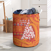 French Polynesia Christmas Laundry Basket Seashell Xmas Tree Tribal Waves - Polynesian Pride