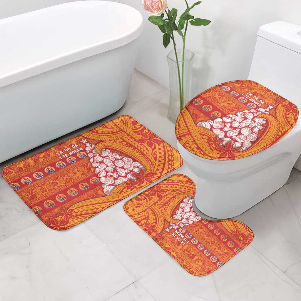 French Polynesia Christmas Bathroom Set Seashell Xmas Tree Tribal Waves - Polynesian Pride