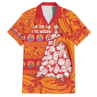 French Polynesia Christmas Family Matching Long Sleeve Bodycon Dress and Hawaiian Shirt Seashell Xmas Tree Tribal Waves - Polynesian Pride