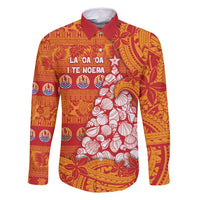 French Polynesia Christmas Family Matching Mermaid Dress and Hawaiian Shirt Seashell Xmas Tree Tribal Waves - Polynesian Pride