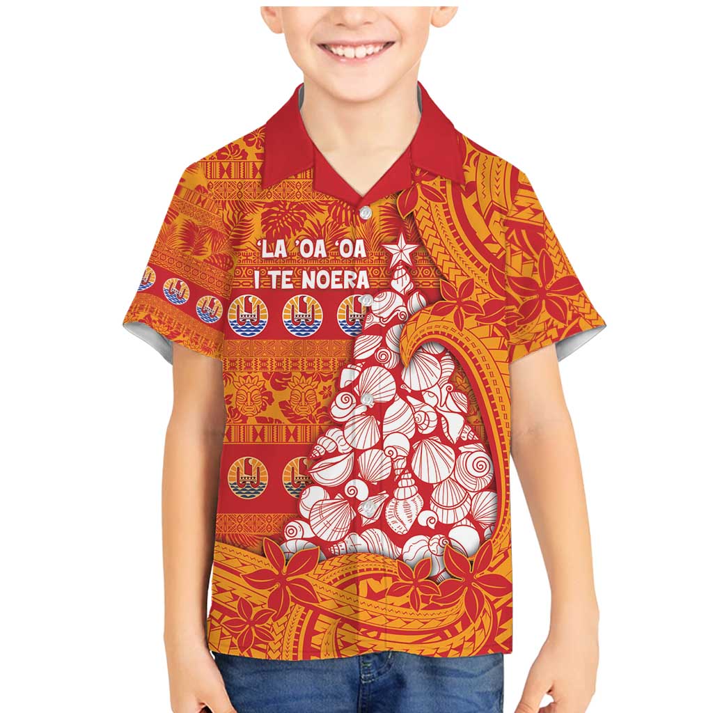 French Polynesia Christmas Family Matching Mermaid Dress and Hawaiian Shirt Seashell Xmas Tree Tribal Waves - Polynesian Pride