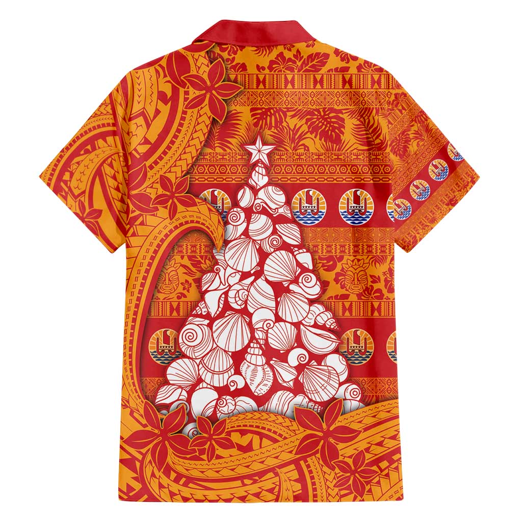 French Polynesia Christmas Family Matching Puletasi and Hawaiian Shirt Seashell Xmas Tree Tribal Waves - Polynesian Pride
